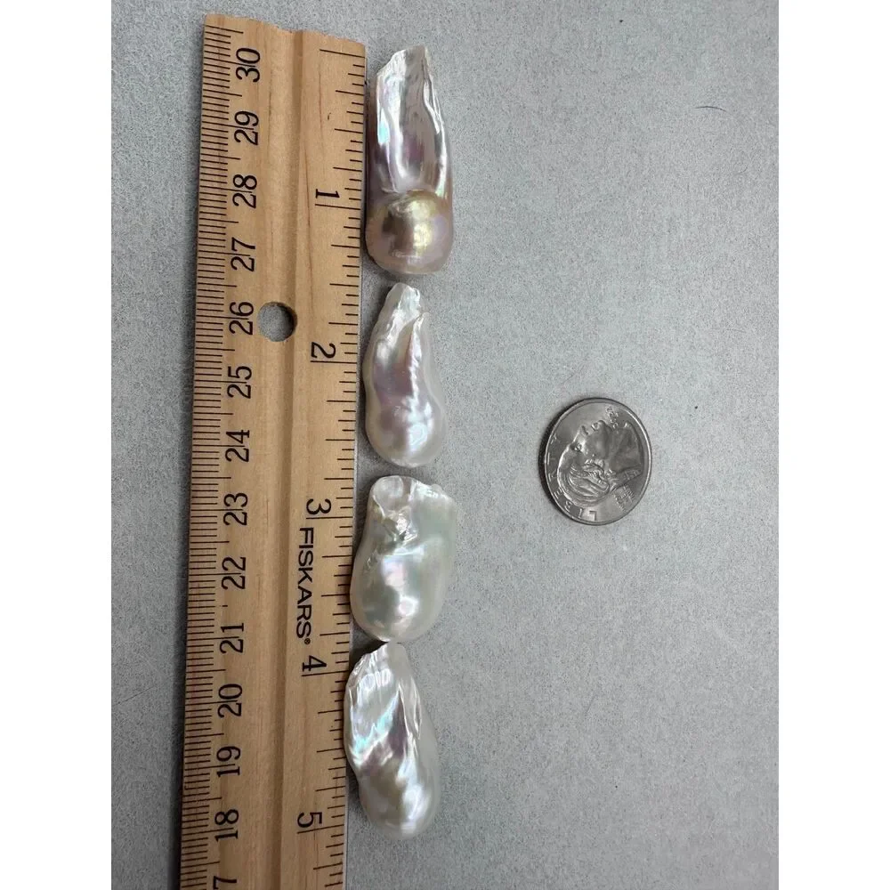 Lot 4 Big White Baroque Pearls for DIY